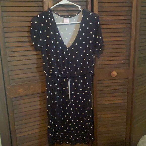 No Boundaries Dresses Super Cute Cotton Dress Navy White Polka Dots